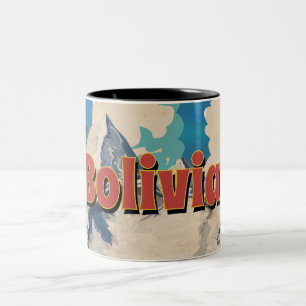 Taza Bicolor Bolivia Poster de Viajes Vintage