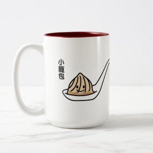Taza Bicolor Bollo chino de Dim Sum de la bola de masa hervida