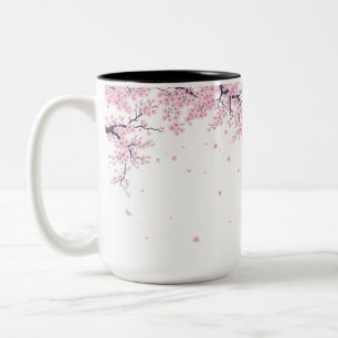 Taza Bicolor Bolsa de Arte Japonés Flor de Cerezo Sakura