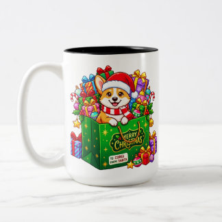 Taza Bicolor Bolsa de regalo de Navidad Corgi Alegría