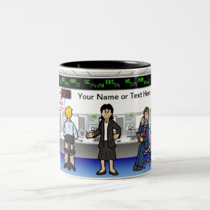 Taza Bicolor Bolsa de Valores - Personalizado femenina por Prin