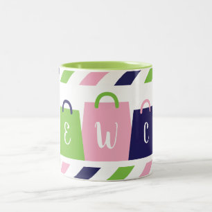 Taza Bicolor Bolsas de compras monogramadas Mug personalizada
