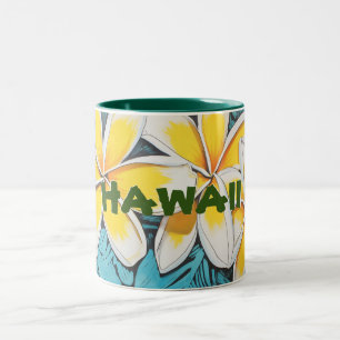 Taza Bicolor Bomba De Dos Tonos De Plumeria De Hawái