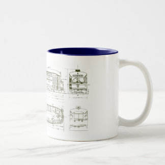 Taza Bicolor Bomba de impresión azul PCC - Fondo blanco