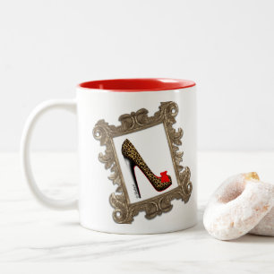 Taza Bicolor Bomba de tacón alta Stiletto de leopardo enmarcado