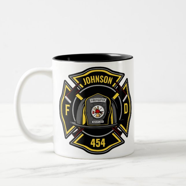 Taza Bicolor Bombero AGREGAR NOMBRE Departamento de Bomberos Eq (Izquierda)