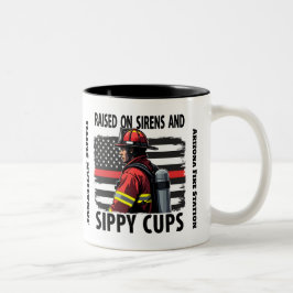Taza Bicolor Bombero bandera de EE. UU. con línea roja fina
