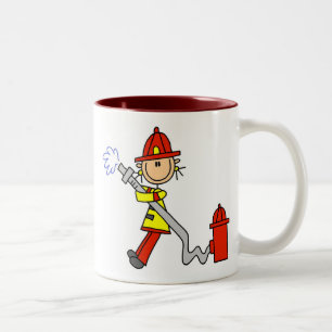 Taza Bicolor Bombero de sexo femenino con las camisetas y los