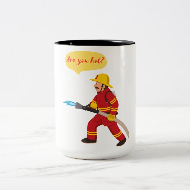 Taza Bicolor bombero, ¿estás caliente? (Centro)