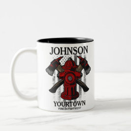 Taza Bicolor Bombero NAME Departamento de Bomberos Hidrante Ban