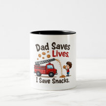 Bombero "Papá salva vidas. Yo salvo snacks." Dos-
