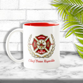 Taza Bicolor Bombero personalizado cruzado de Malta