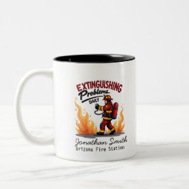 Taza Bicolor Bombero único con texto rojo