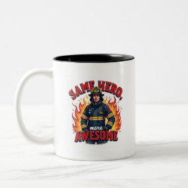 Taza Bicolor Bombero Voluntario Único Con Texto Rojo
