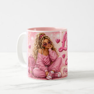 Taza Bicolor Bonita en rosa, chica femenina inspiracional te am