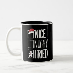 Taza Bicolor Bonita traviesa que probé la mala lista de navidad