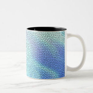 Taza Bicolor Bonito Aqua Blue Purple Pastel Mosaic