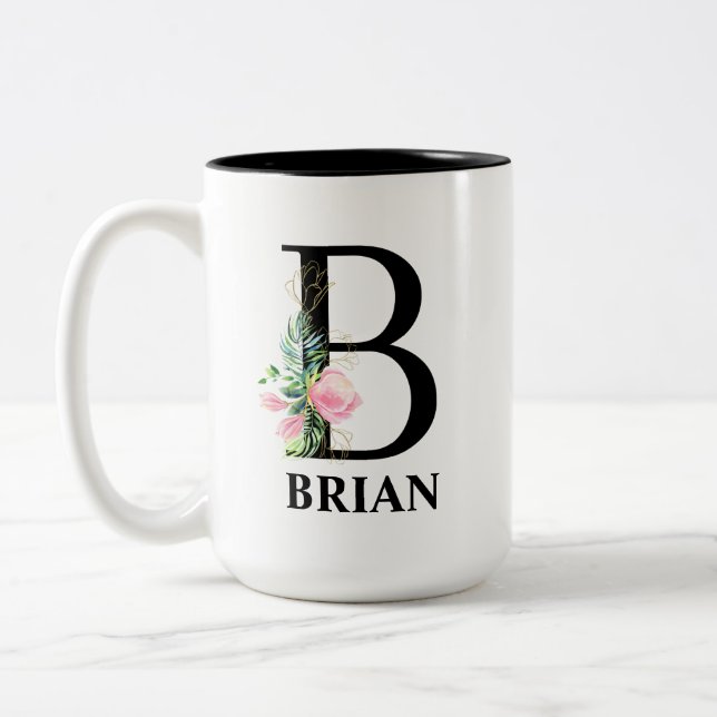 Taza Bicolor Bonito B Monogramado Inicial (Izquierda)