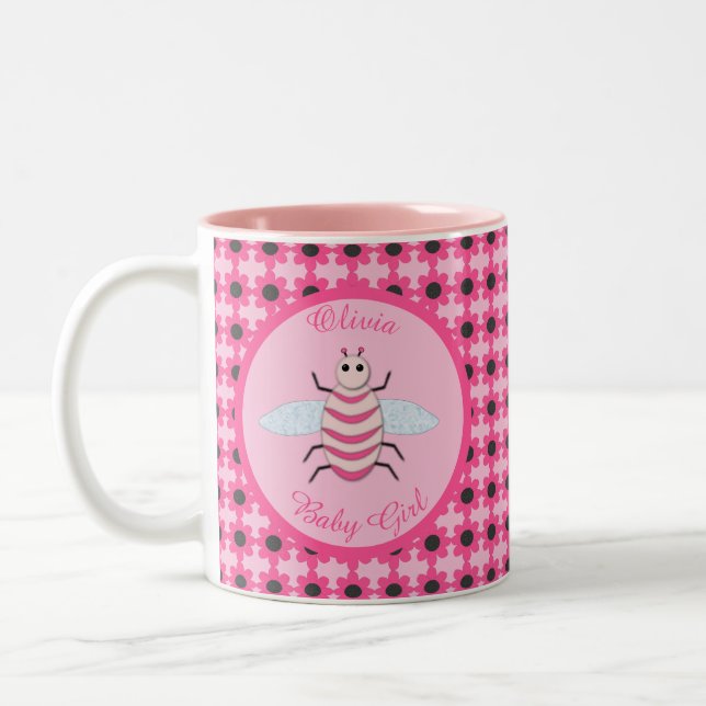 Taza Bicolor Bonito Bebé Rosa Bee Personalizado (Izquierda)