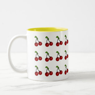 Taza Bicolor Bonito Cherry Breakfast Happy Morning