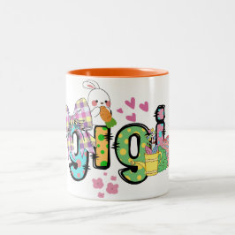 Taza Bicolor Bonito conejito de Pascua gigi Abuela y abuelo