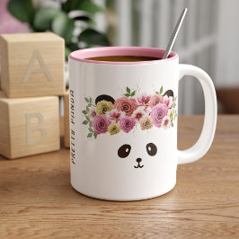 Taza Bicolor Bonito Floral Panda Bear Chica Cute Personalizado