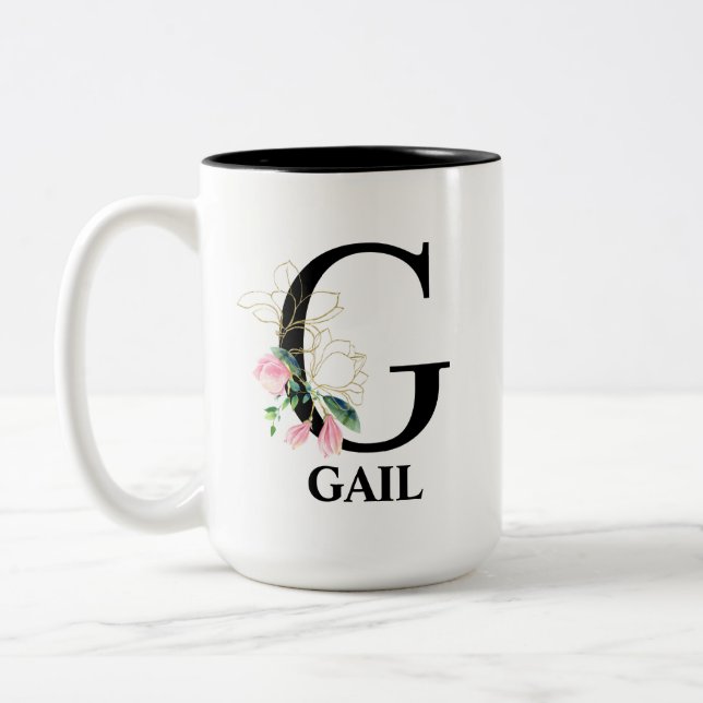 Taza Bicolor Bonito G Monogramado Inicial (Izquierda)