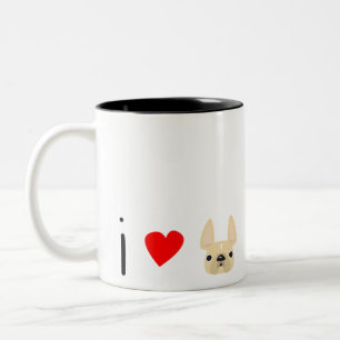 Taza Bicolor Bonjour Heart Frenchies Mug / Cream