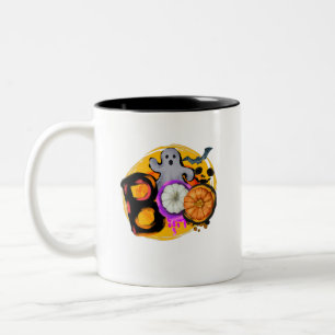 Taza Bicolor Boo con fantasma y calabaza