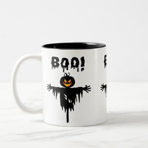 Taza Bicolor ¡Boo! Diseño de Halloween simple y fantasmal