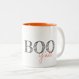 Taza Bicolor Boo Y'all Modern Text Halloween Southern Fun
