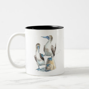 Taza Bicolor Boobis de pie azul, pájaro de peluche cómico