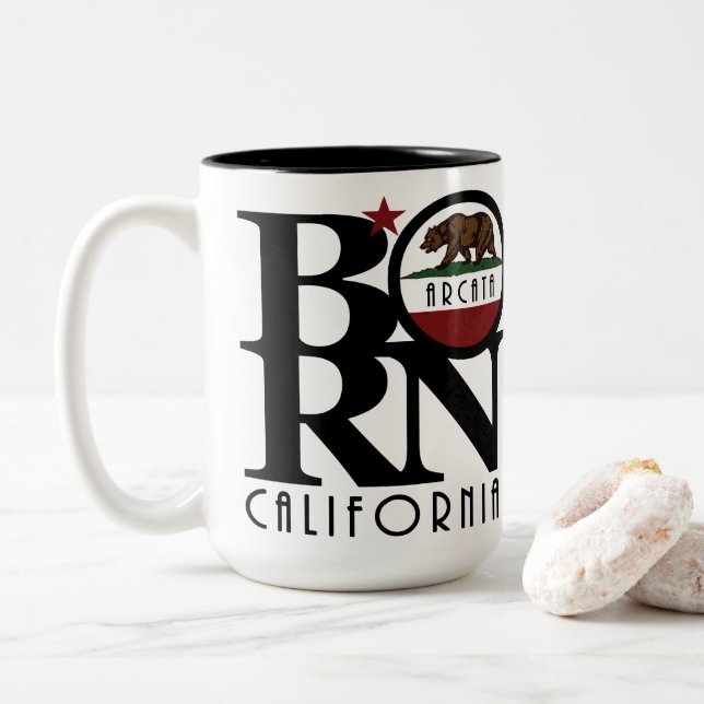 Taza Bicolor BORN Arcata California 15oz (Con donut)