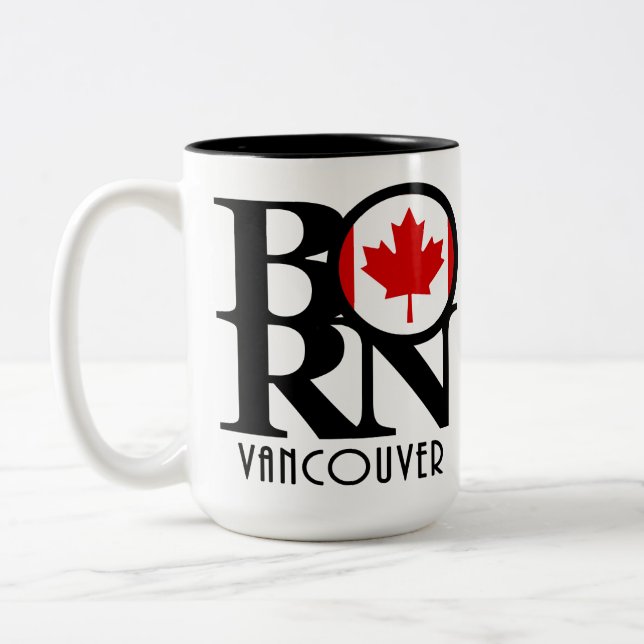Taza Bicolor BORN Vancouver (Bandera Canadiense) (Izquierda)
