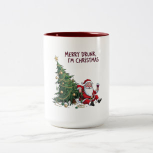 Taza Bicolor Borracho Alegre, Soy Santa Navidad