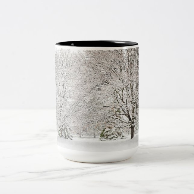 Taza Bicolor Bosque de invierno nevado (Centro)