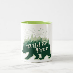 Taza Bicolor Bosque de Osos Salvajes y Libres Naturaleza Vintag