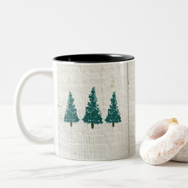Taza Bicolor Bosque de Pinos (Con donut)