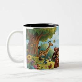 Taza Bicolor bosque encantado con animales