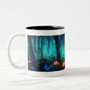 Taza Bicolor Bosque Mágico: Hongos Bioluminiscentes y Meseta