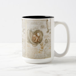 Taza Bicolor Bosquejo del feto de Leonardo da Vinci