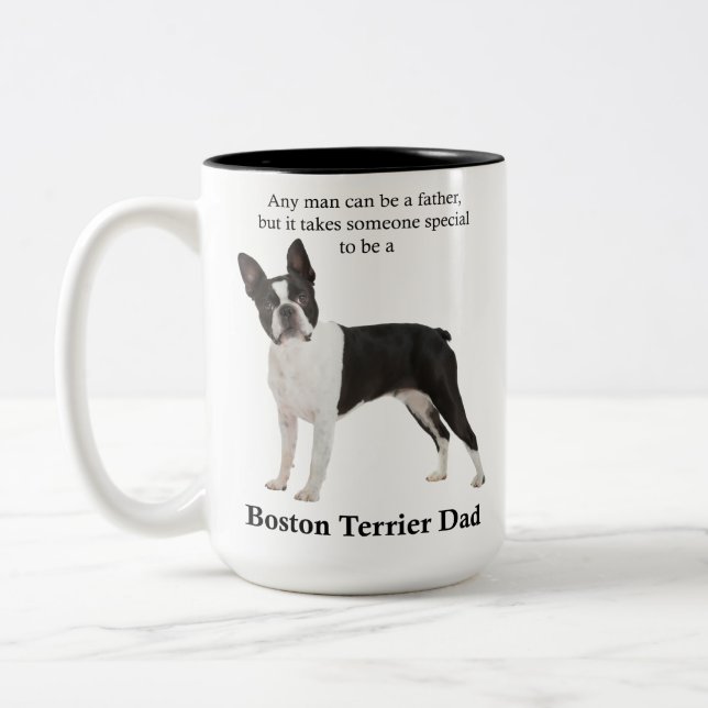 Taza Bicolor Boston Terrier Dad Mug (Izquierda)