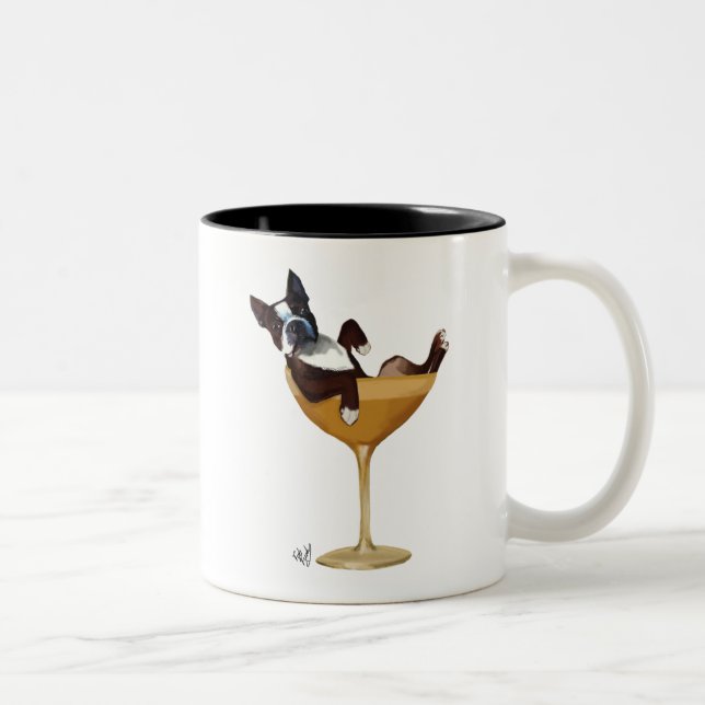 Taza Bicolor Boston Terrier en cóctel Glass 2 (Derecha)