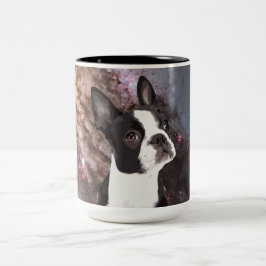 Taza Bicolor Boston Terrier en espacio
