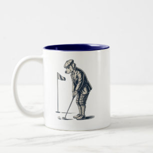 Taza Bicolor Boston Terrier Golf Vintage Perro Golfista Boston 