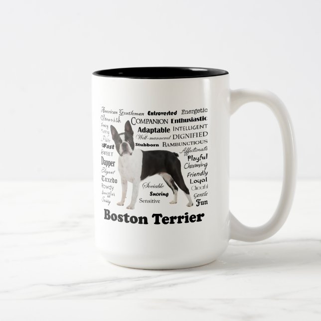 Taza Bicolor Boston Terrier Travelodge Mug (Derecha)
