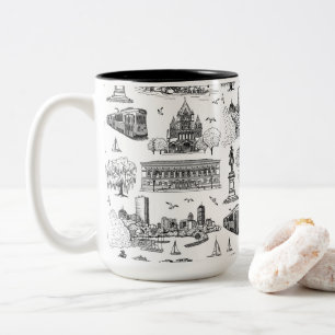 Taza Bicolor Boston Toile (Ed. Aniversario) Negro/Blanco
