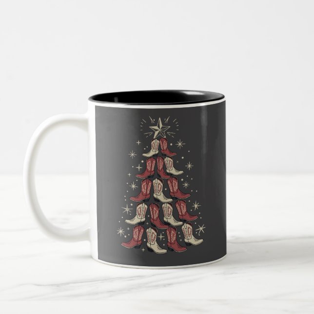 Taza Bicolor Botas Vaqueras De Navidad Occidentales Árbol Botas (Izquierda)
