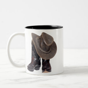 Taza Bicolor Botas y gorra de vaquero