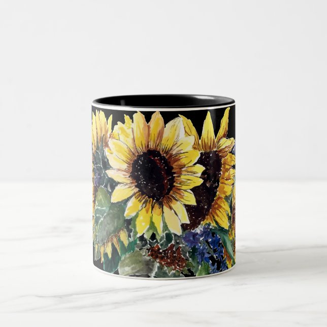 Taza Bicolor Bouquet de girasol en negro (Centro)